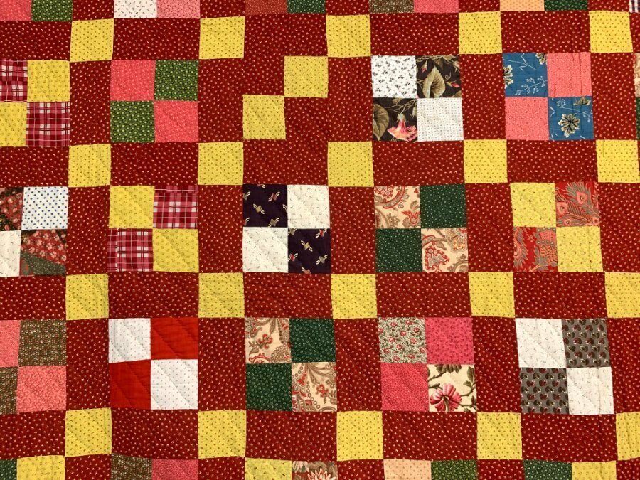 CRISP Nice! PA c 1890-1900 Four Patch QUILT Antique Lancaster Co