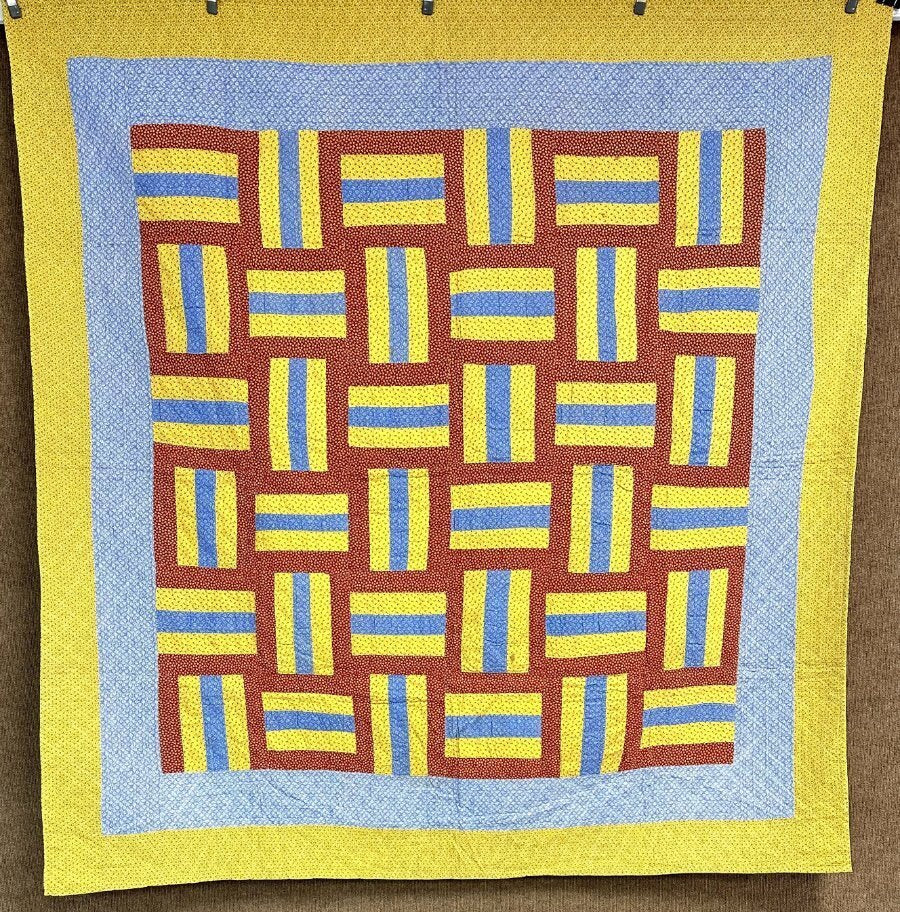 Classic PA c 1900 Fence Rail QUILT Antique CRISP Never Used!
