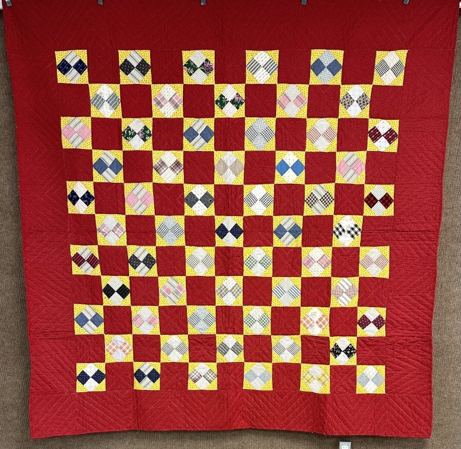 Outstanding! PA c 1900-20 Four Patch QUILT Antique THE BEST!