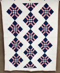 Indigo blue! c 1890s Postage Stamp Bars QUILT Antique