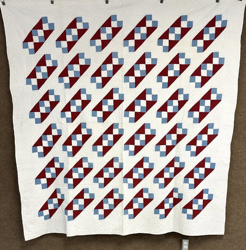 Americana! PA c 1900-20s Jacob's Ladder QUILT Mennonite Red White Blue