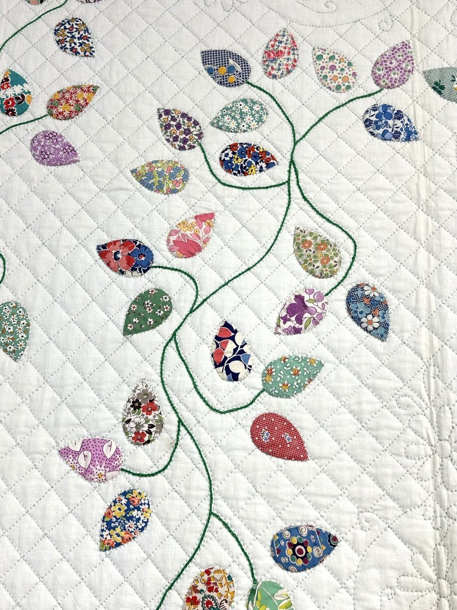 Show Stopper!  PA c 1930s Autumn Leaf Applique QUILT Vintage Elaborate BEST