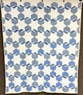 Blue! c 1930s Tumbling Blocks QUILT Vintage w/ Picture of Maker!