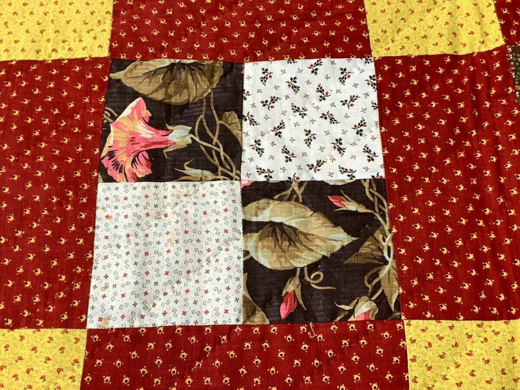 CRISP Nice! PA c 1890-1900 Four Patch QUILT Antique Lancaster Co