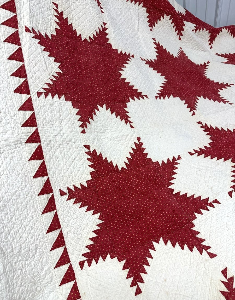 Important c 1840-40s Feathered Star QUILT Antique Masterpiece!