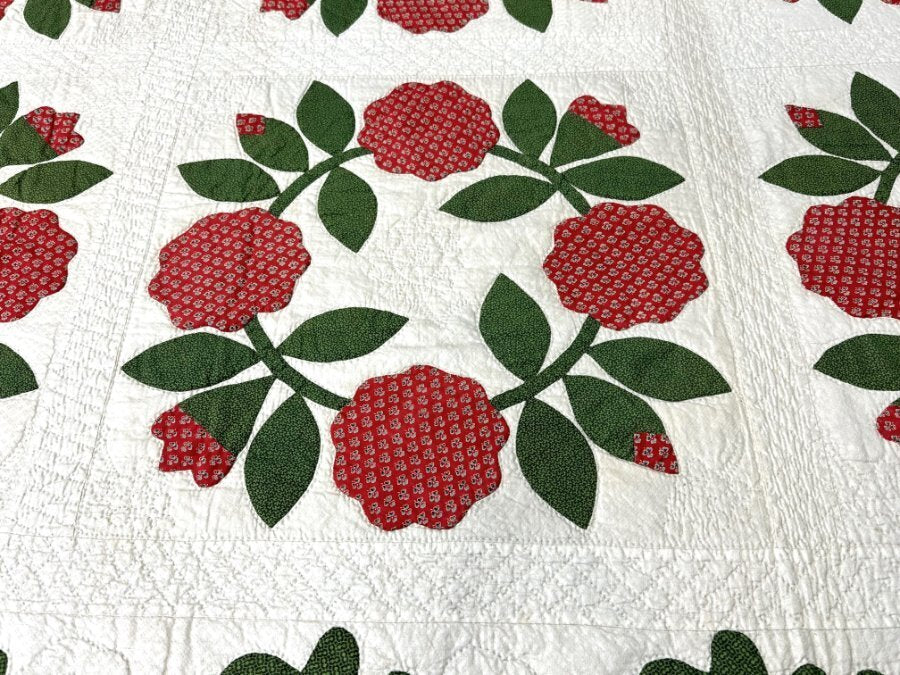 Important! c 1840-50s Album Wreath QUILT Applique Antique Red Green New Jersey