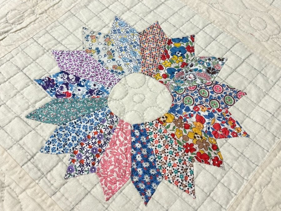 Feedsacks! c 1930s Sunflower Applique QUILT   Vintage Never Used!