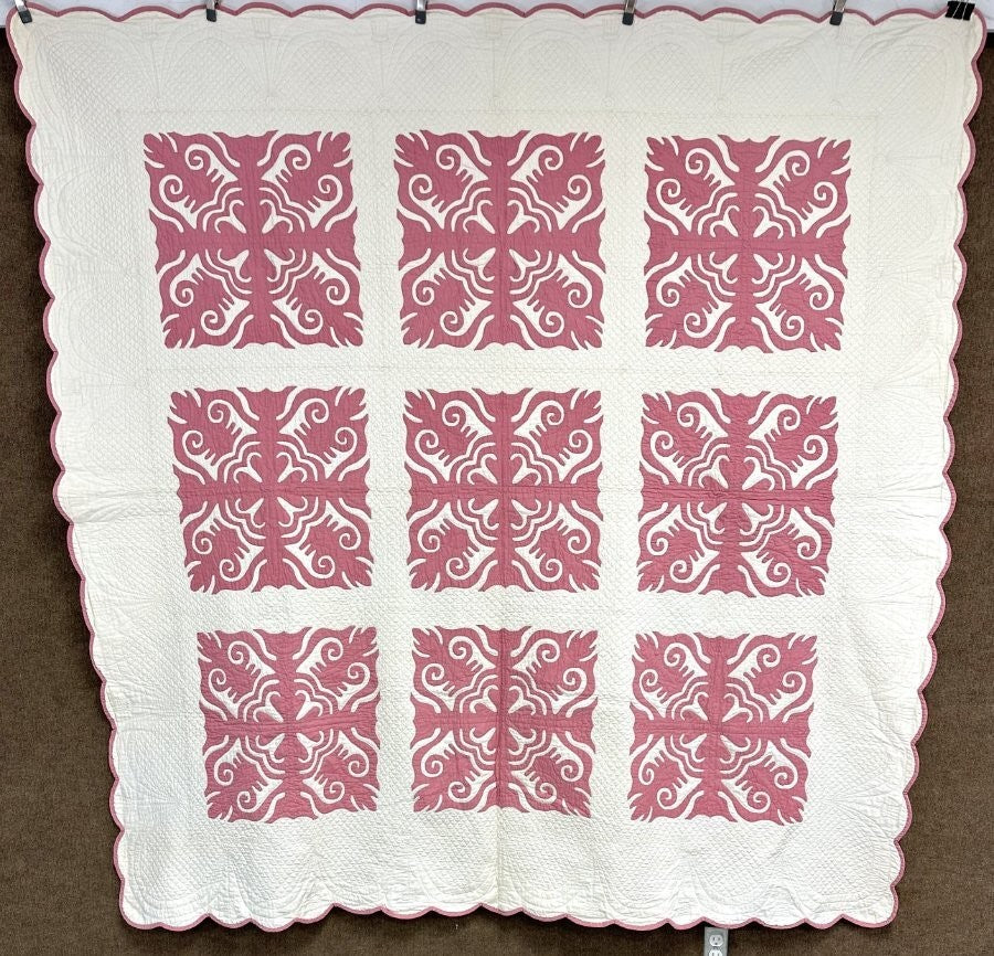 Finest! PA c 1900-20s Scherenschnitte Applique QUILT Amazing Quilting & Design