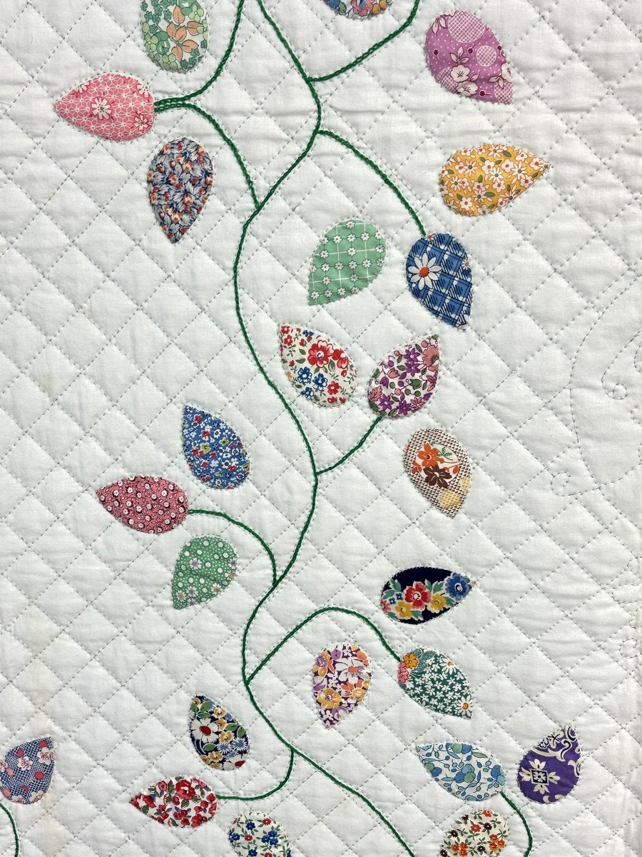 Show Stopper!  PA c 1930s Autumn Leaf Applique QUILT Vintage Elaborate BEST