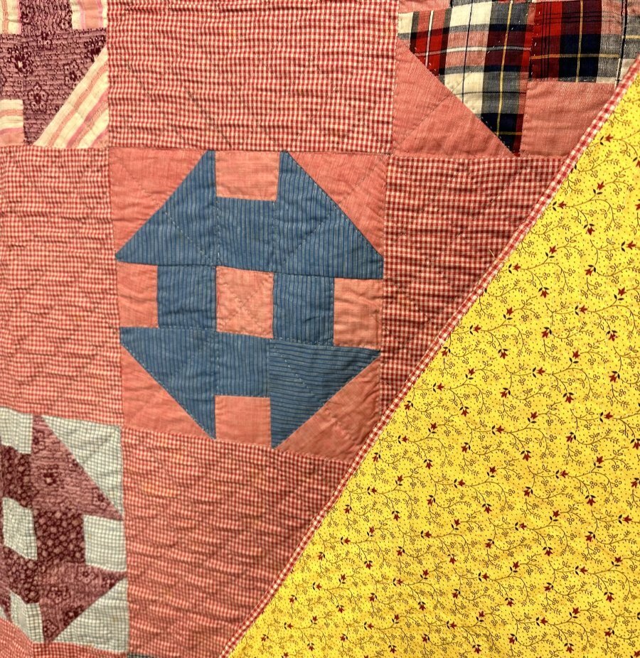 Farmhouse PA c 1900 Monkey Wrench QUILT Antique Crisp!