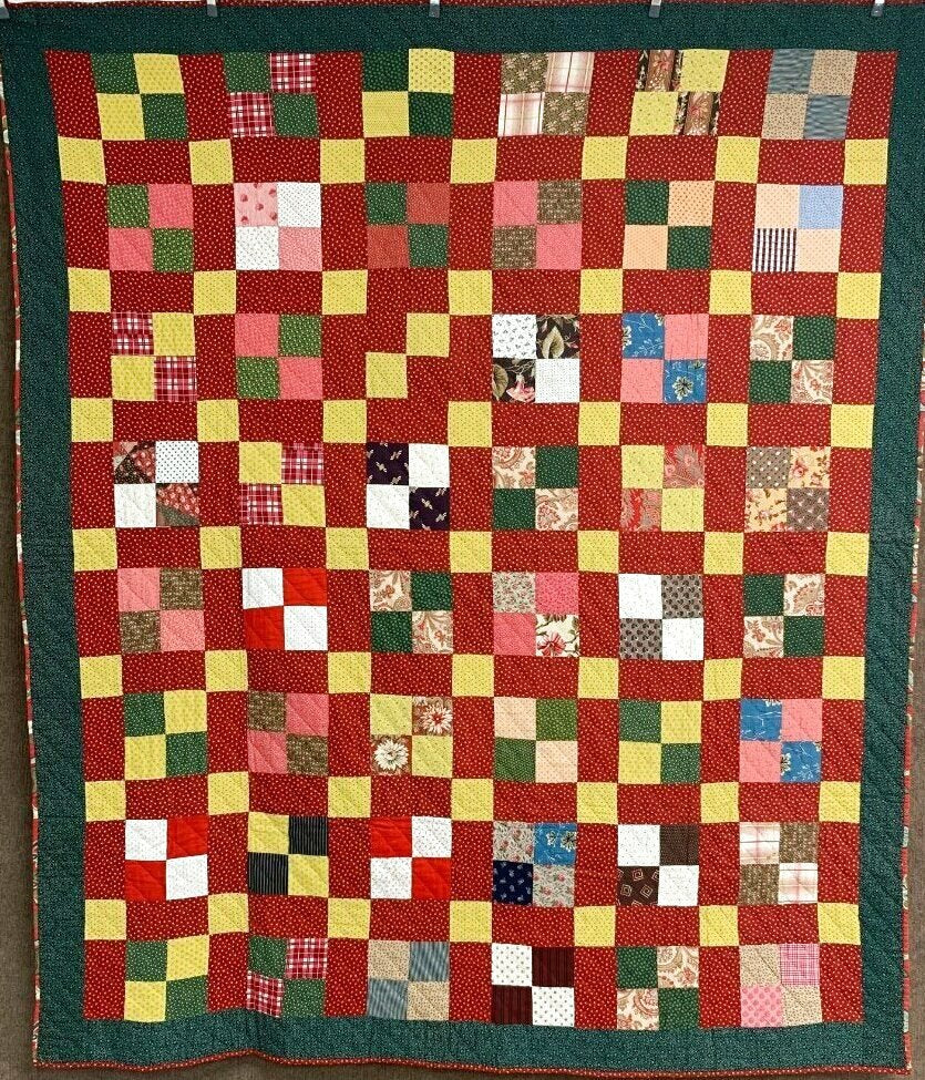 CRISP Nice! PA c 1890-1900 Four Patch QUILT Antique Lancaster Co
