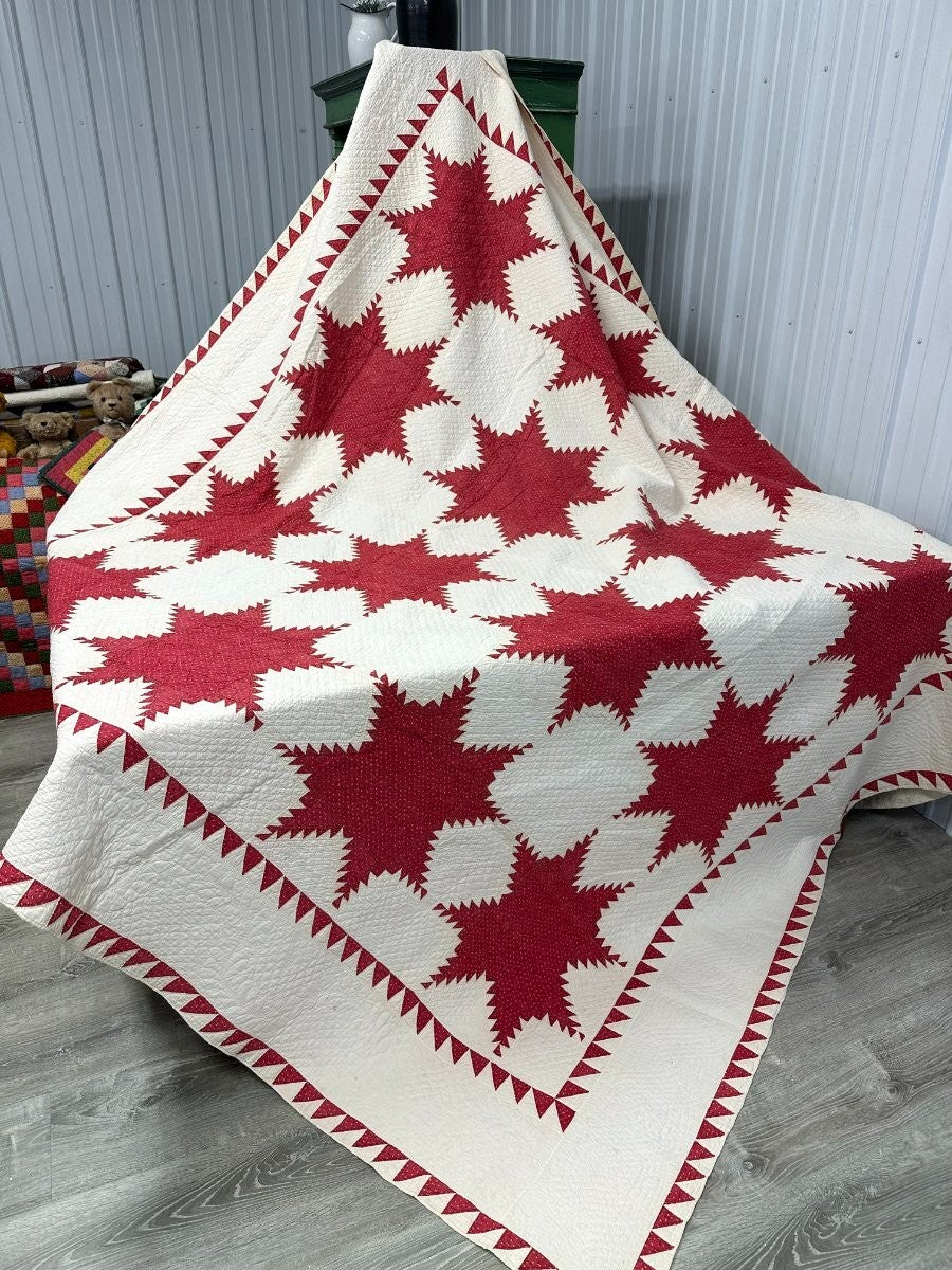 Important c 1840-40s Feathered Star QUILT Antique Masterpiece!