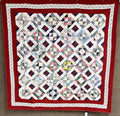 AMAZING GRAPHICS! c 1890s PA Squares Hourglass QUILT Antique Crisp