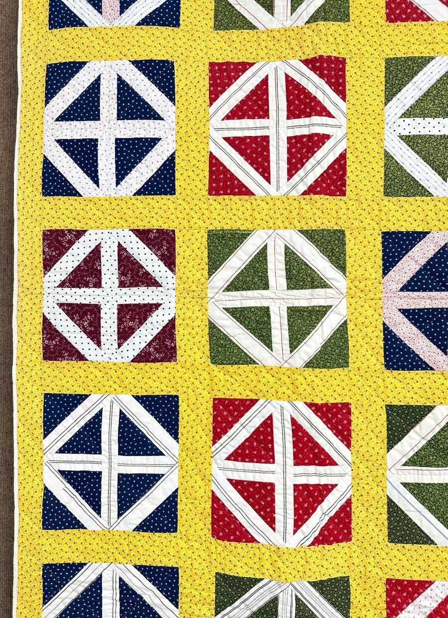Stunning Graphics! c 1890-1900 PA Railroad Crossings QUILT Antique Collector's!