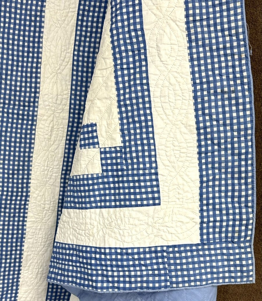 Blue White! PA c 1930-40s Irish Chain QUILT Vintage   Crisp Never Used Farmhouse