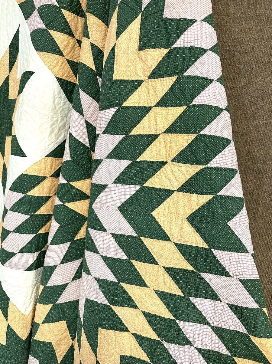Blazing! PA c 1880-90s Star QUILT Antique Satellites Lancaster Co