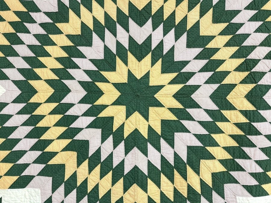 Blazing! PA c 1880-90s Star QUILT Antique Satellites Lancaster Co