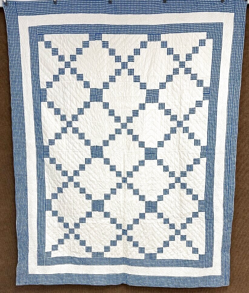 Blue White! PA c 1930-40s Irish Chain QUILT Vintage   Crisp Never Used Farmhouse