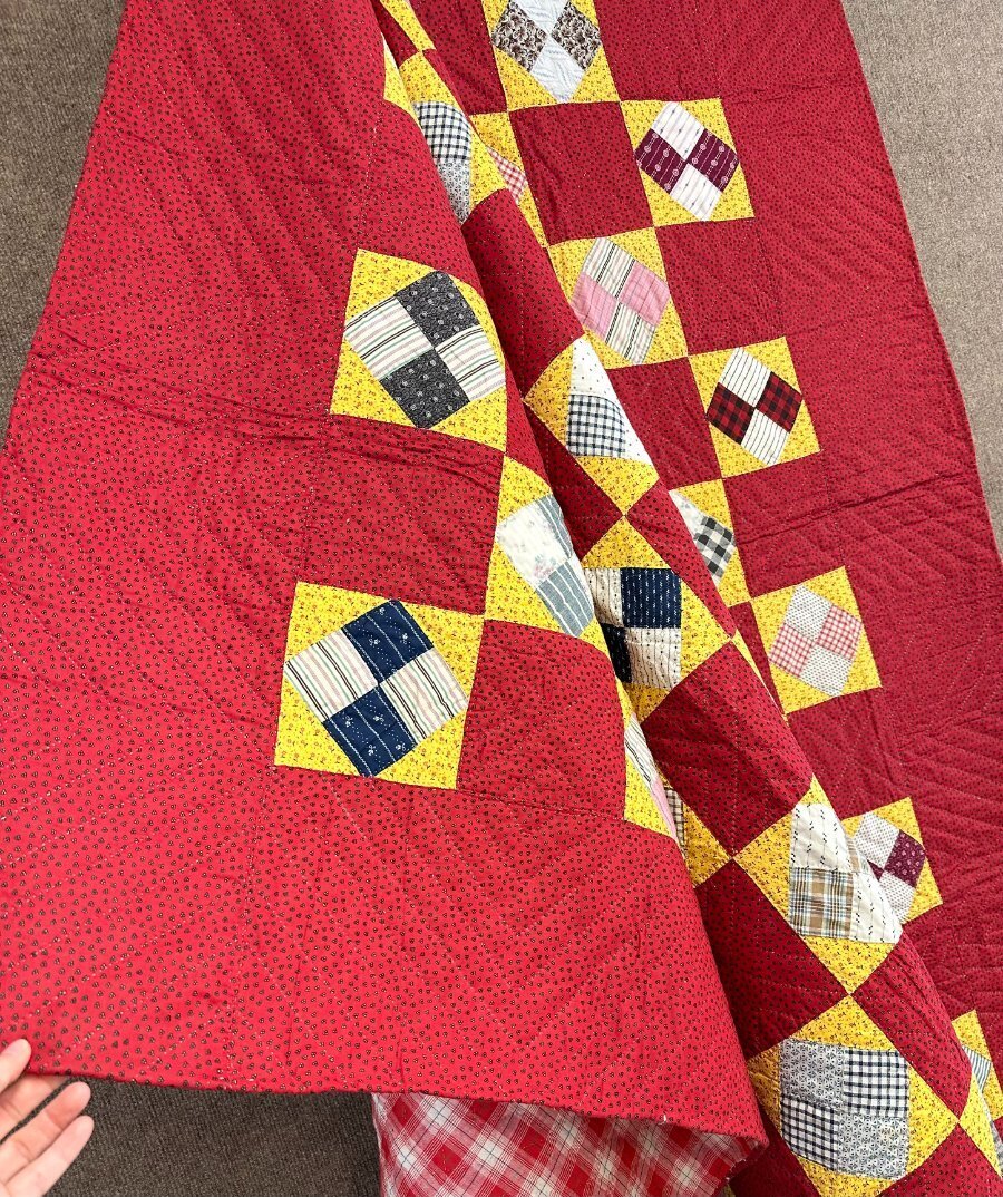 Outstanding! PA c 1900-20 Four Patch QUILT Antique THE BEST!