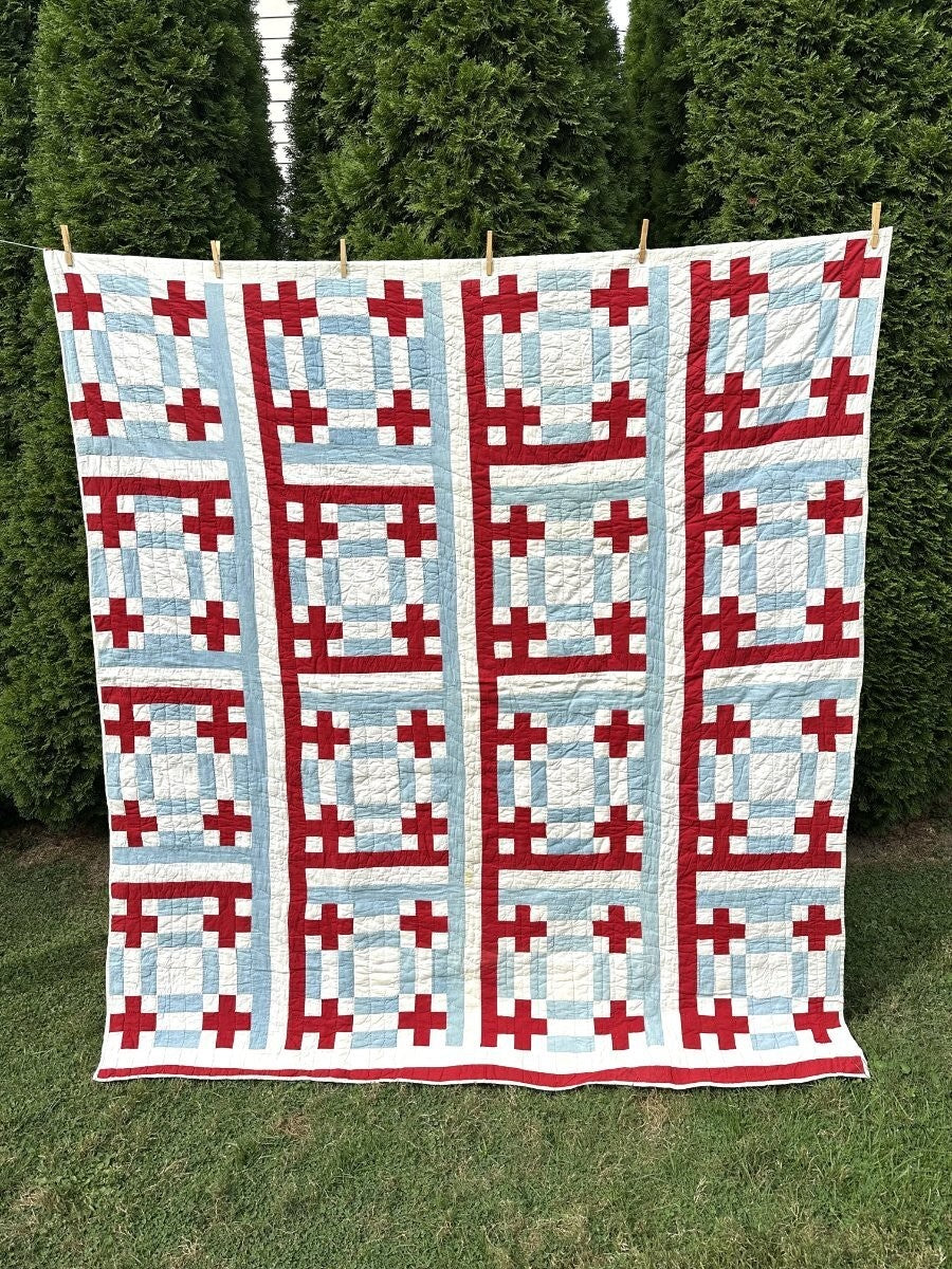 Vibrant! PA c 1930-40s Friendship Ring QUILT Vintage Mennonite