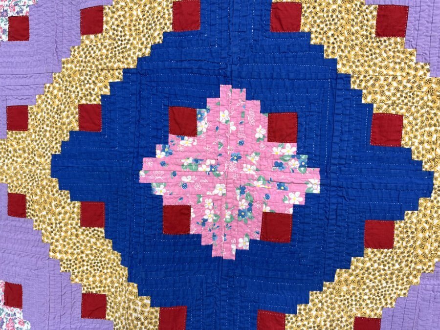 Jewel Box! c 1940s PA Log Cabin QUILT Vintage Feedsacks