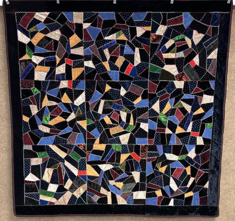 Mennonite c 1900s PA Crazy QUILT Antique Velvets Lancaster County Never Used!