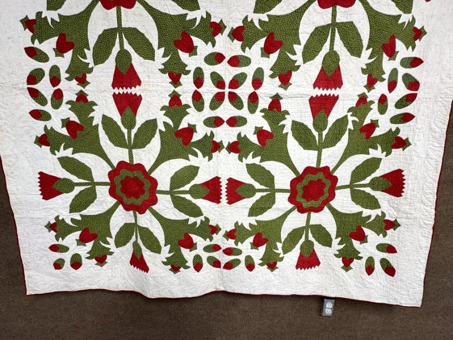 Show Stopper! c 1870-90s Whig Rose 4 Block QUILT Antique Hearts RARE