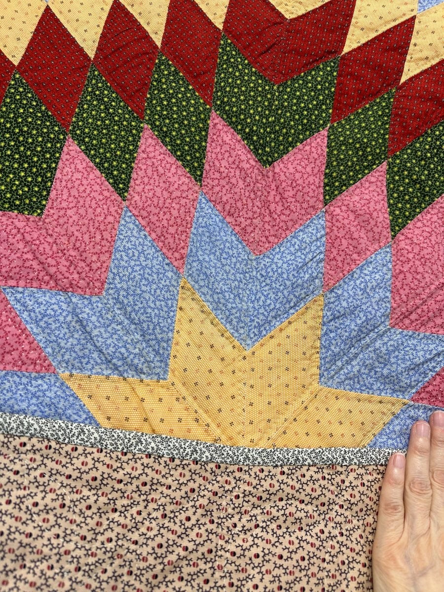 Show Stopper! PA c 1870-80s Blazing Star QUILT Antique Lancaster Blue