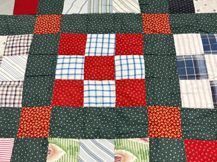 Farmhouse PA c 1900s Nine Patch QUILT Antique Never Used!