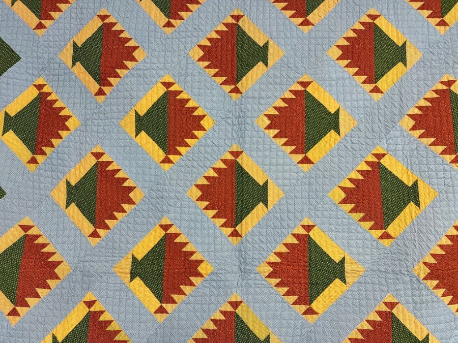 Lancaster Blue! PA c 1870-80 Basket QUILT Antique Crisp 3 Borders