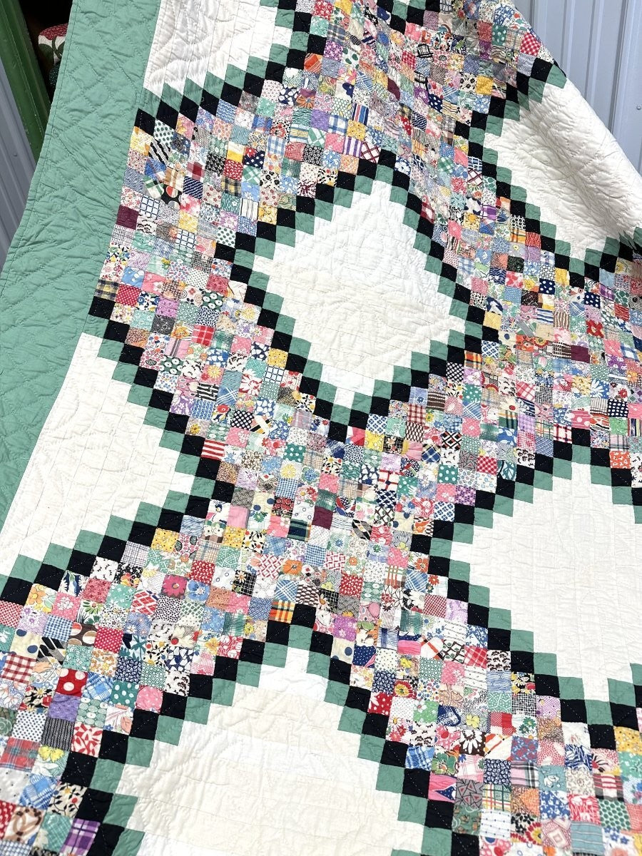 Incredible! c 1930s Postage Stamp QUILT Vintage Jewel Box Thousands pcs