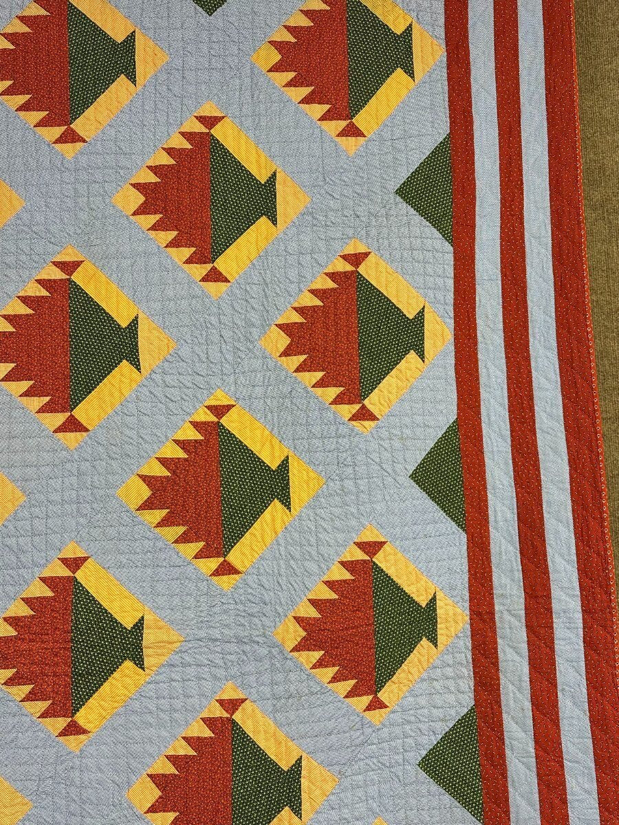 Lancaster Blue! PA c 1870-80 Basket QUILT Antique Crisp 3 Borders
