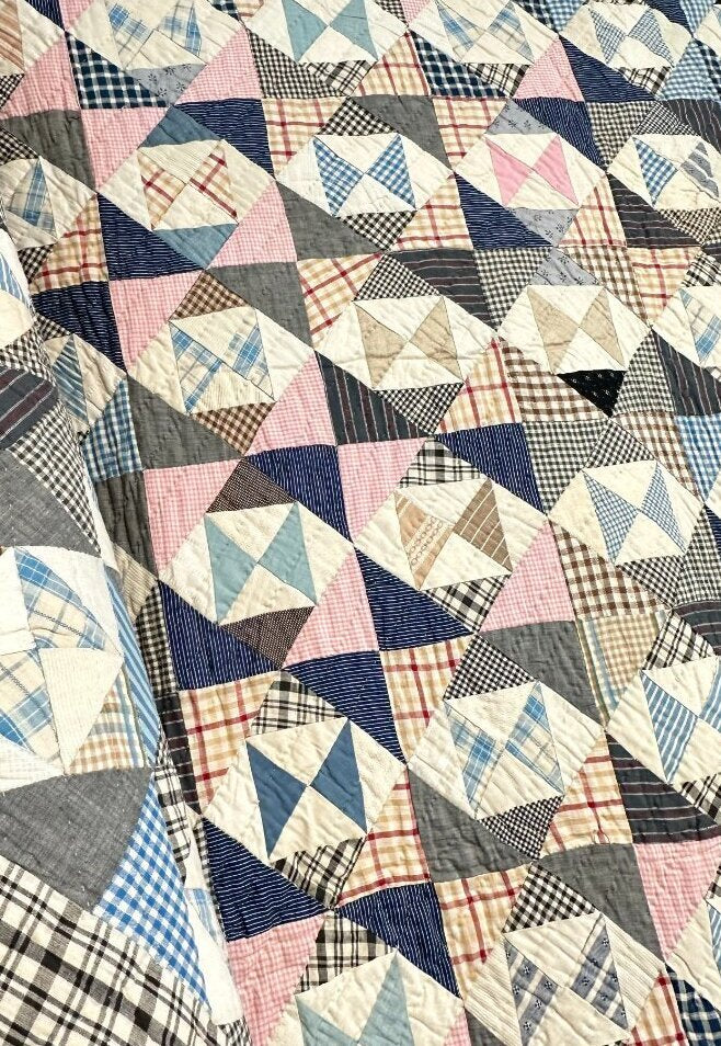 Farmhouse PA c 1900 Broken Dishes QUILT Antique Country Look!