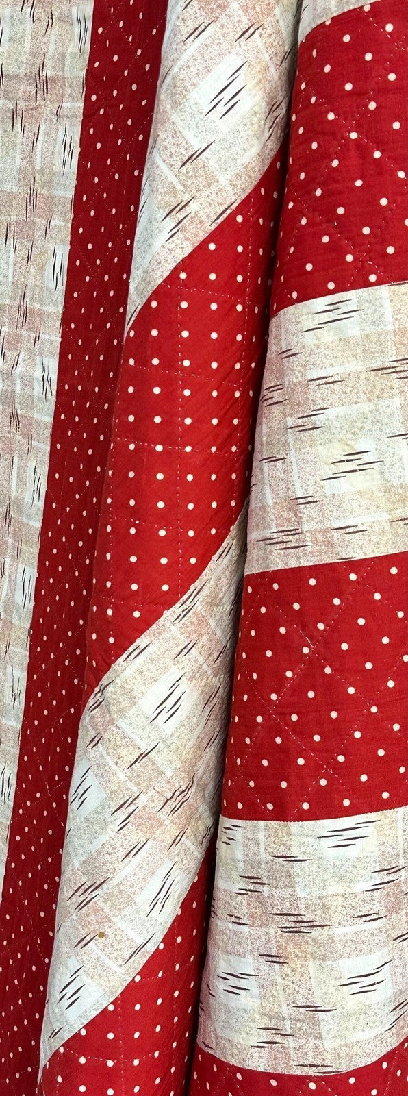 Mennonite PA c 1890s Red Bars QUILT Antique Lancaster Co