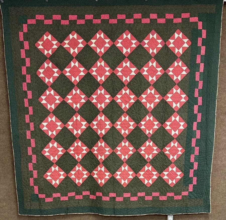 Outstanding Design! c 1890-1900 Touching Star QUILT Antique Never Used!