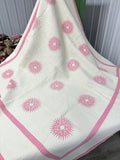 Quilting Masterpiece! c 1920s Sunburst Compass QUILT Antique Pink Finest Work